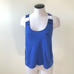 Victoria Secret Pink blue dog logo tank top